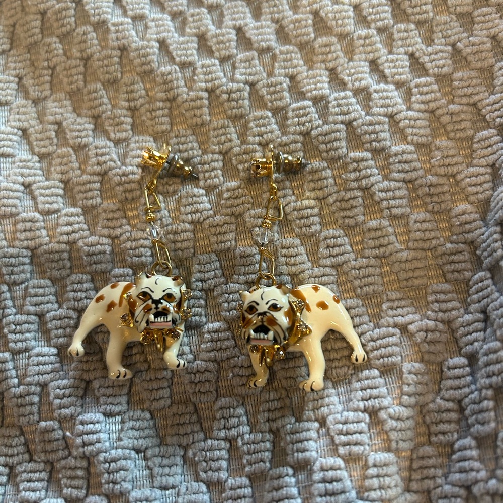Bulldog Dangle Earrings by lunch at the ritz